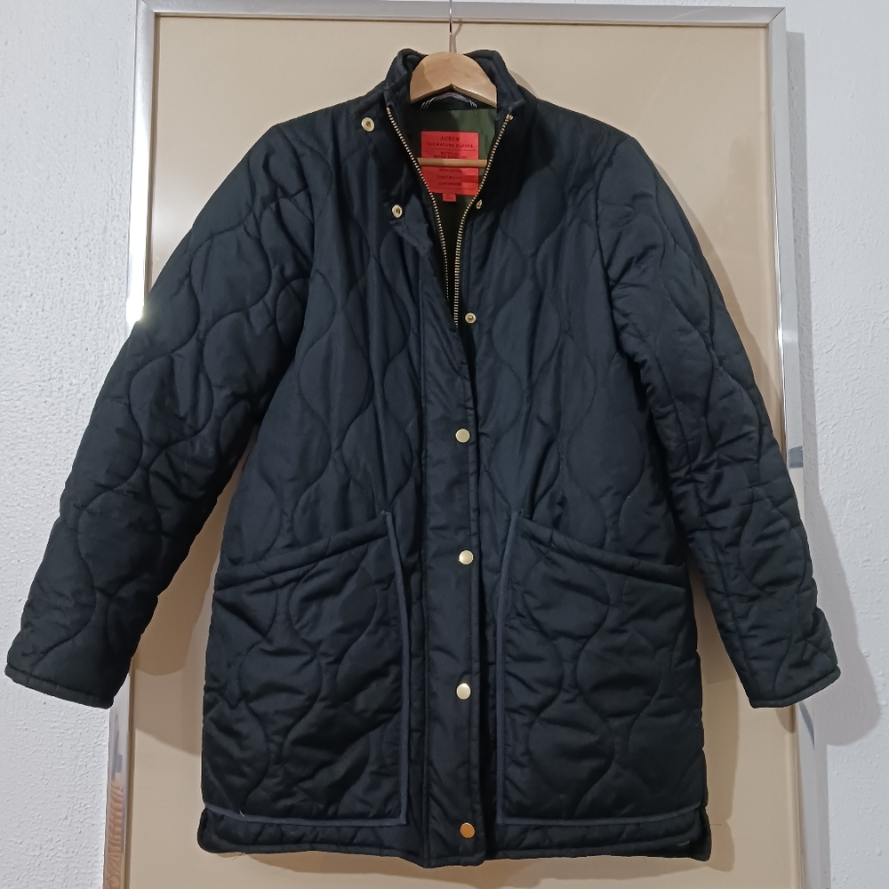 J Crew quilted black cocoon puffer jacket size ST